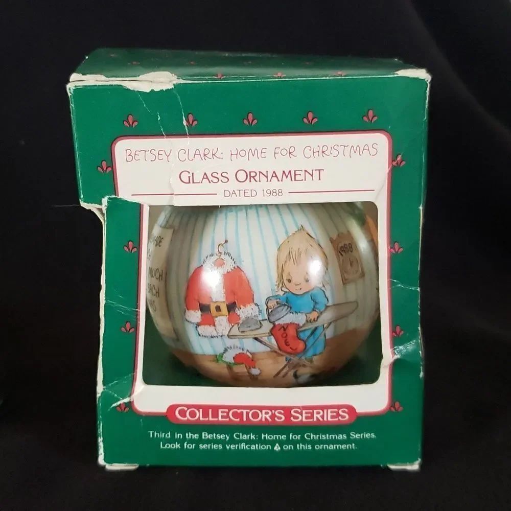 Vintage Hallmark Betsey Clark: Home for Christmas Glass Ball Ornament Dated 1988